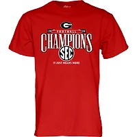 T-shirt bleu 84 rouge Georgia Bulldogs pour homme, champions de la conférence football SEC 2024, vestiaire