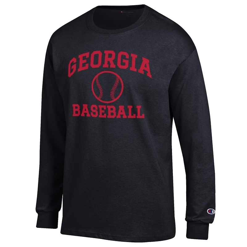T-shirt de baseball à manches longues Champion Black Georgia Bulldogs Icon pour homme