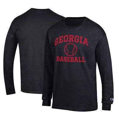 T-shirt de baseball à manches longues Champion Black Georgia Bulldogs Icon pour homme