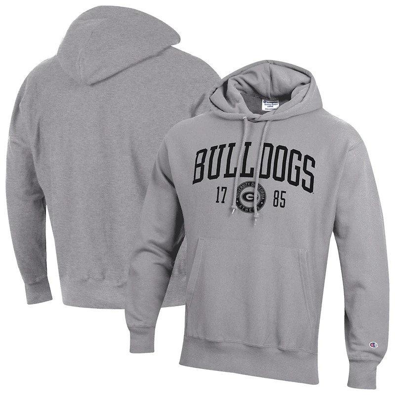 Sweat à capuche Champion Gray Georgia Bulldogs pour homme, modèle Established Reverse Weave.