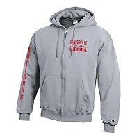 Men's Champion  Gray Georgia Bulldogs Varsity Powerblend Full-Zip Fleece Hoodie