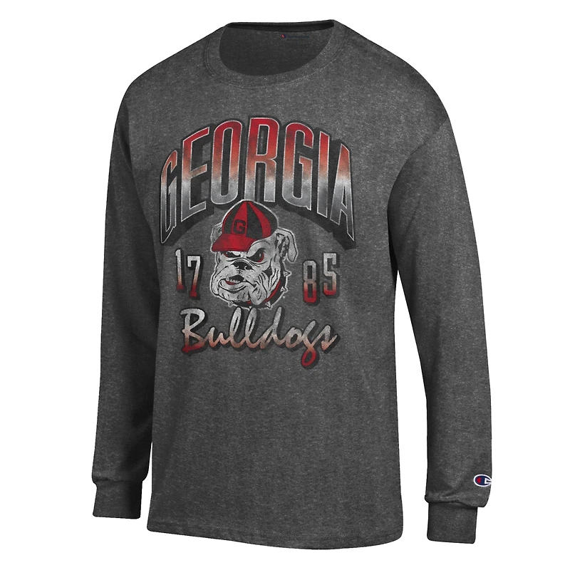 Men's Champion  Heather Charcoal Georgia Bulldogs Bold Long-Sleeve T-Shirt