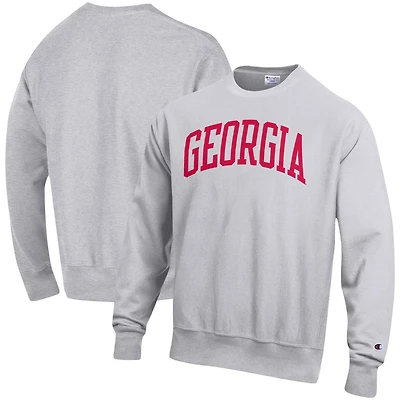 Men's Champion Heathered Gray Georgia Bulldogs Arch Reverse Weave Pullover Sweatshirt