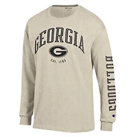 T-shirt à manches longues Champion Oatmeal Georgia Bulldogs pour homme, modèle neutre motif arc