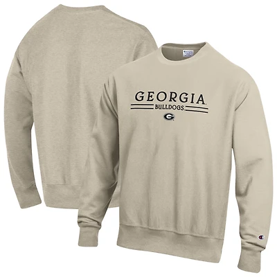 Men's Champion Oatmeal Georgia Bulldogs Reverse Weave Crewneck Sweatshirt