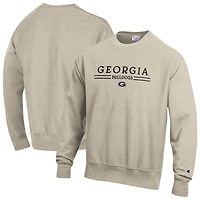 Men's Champion Oatmeal Georgia Bulldogs Reverse Weave Crewneck Sweatshirt