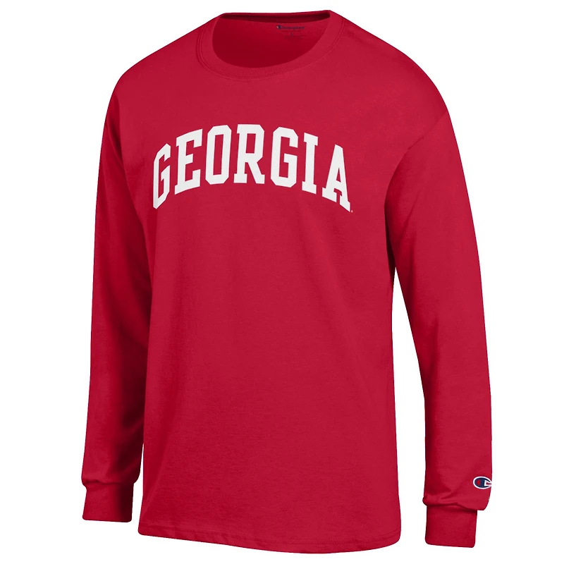 Men's Champion  Red Georgia Bulldogs Basic Arch Long Sleeve T-Shirt