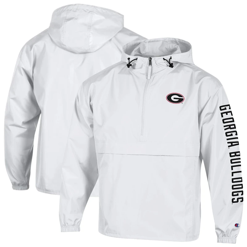 Veste à capuche demi-zip pliable Champion blanche Georgia Bulldogs pour homme