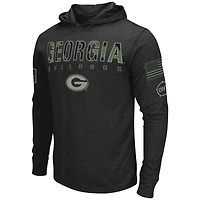 Men's Colosseum Black Georgia Bulldogs Big & Tall OHT Military Appreciation Tango Long Sleeve Hoodie T-Shirt