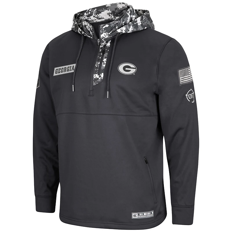 Sweat à capuche zippé pour homme Colosseum Charcoal Georgia Bulldogs OHT Military Appreciation Digital Camo