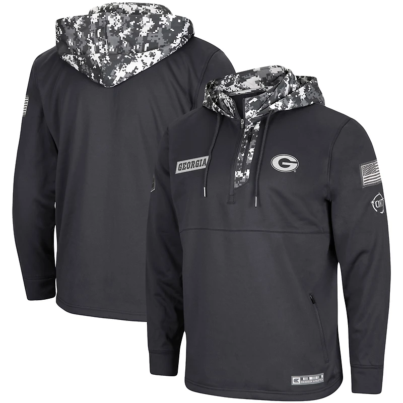 Sweat à capuche zippé pour homme Colosseum Charcoal Georgia Bulldogs OHT Military Appreciation Digital Camo