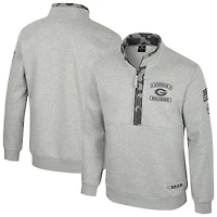 Men's Colosseum Heather Gray Georgia Bulldogs OORAH OHT Military Appreciation Fleece Quarter-Zip Jacket