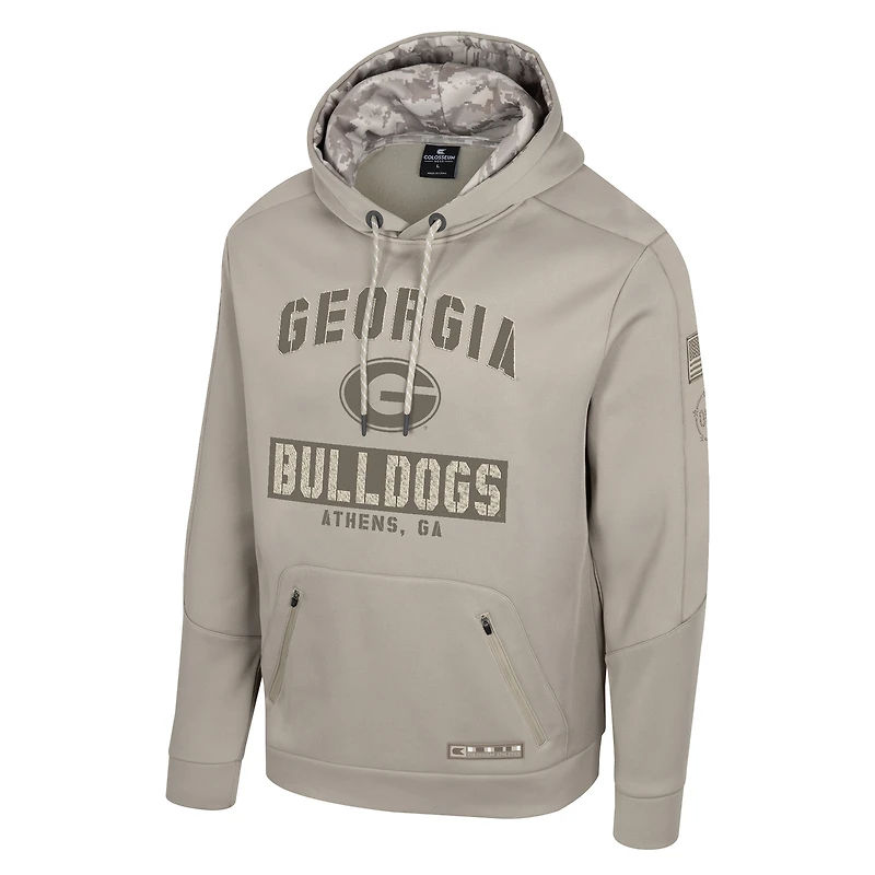 Men's Colosseum Oatmeal Georgia Bulldogs Big & Tall Operation Hat Trick Battalion Hoodie Sweatshirt