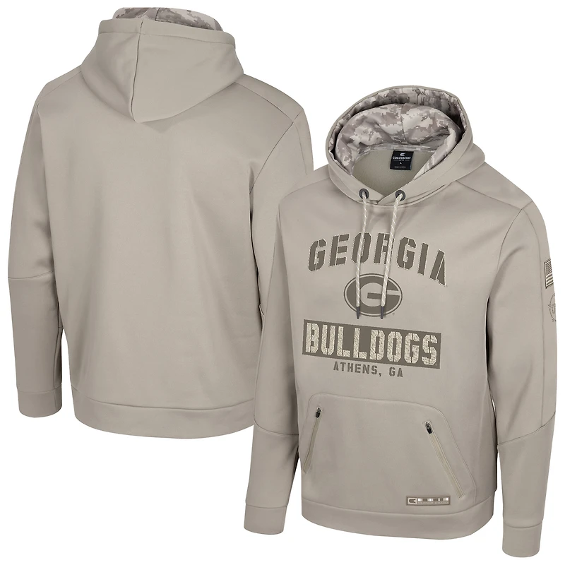 Men's Colosseum Oatmeal Georgia Bulldogs Big & Tall Operation Hat Trick Battalion Hoodie Sweatshirt