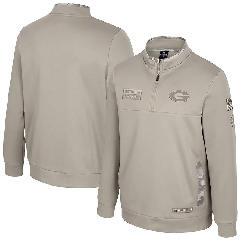 Pull à glissière quart de tour Colosseum Oatmeal Georgia Bulldogs Operation Hat Trick Battalion pour homme