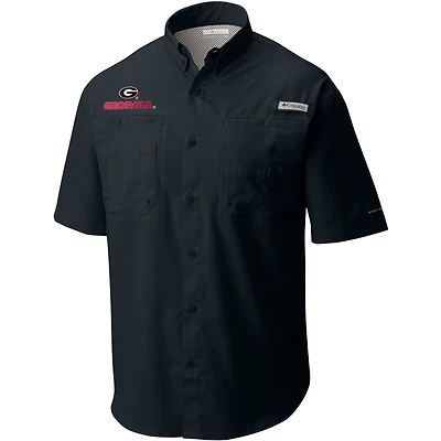 Men's Columbia Gray Georgia Bulldogs Big & Tall Collegiate Tamiami Omni-Shade Full-Button Shirt