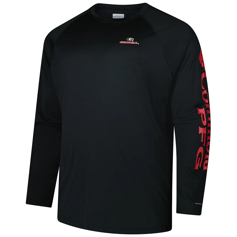 T-shirt à manches longues Omni-Shade Terminal Tackle pour homme Columbia Black Georgia Bulldogs Big & Tall
