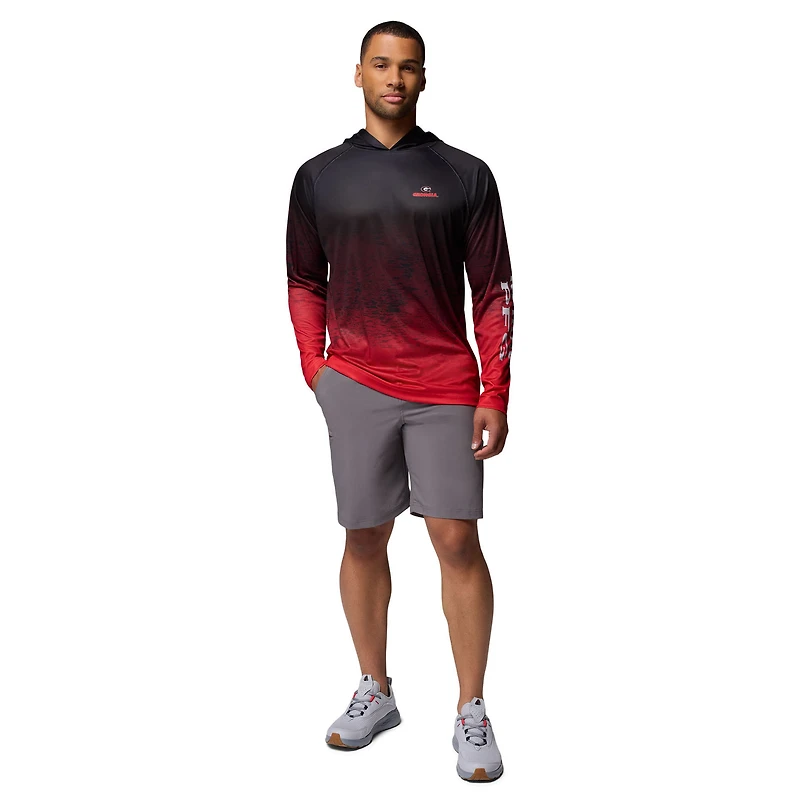 Sweat à capuche Columbia Black Georgia Bulldogs PFG Gradient Water Super Terminal Tackle pour homme avec t-shirt Omni-Wick