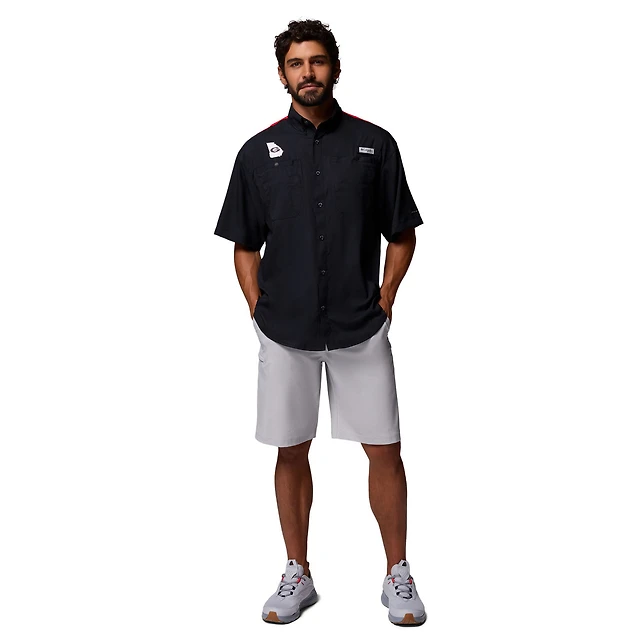 Chemise boutonnée Columbia blanche Texas Longhorns Tamiami Omni-Shade pour homme