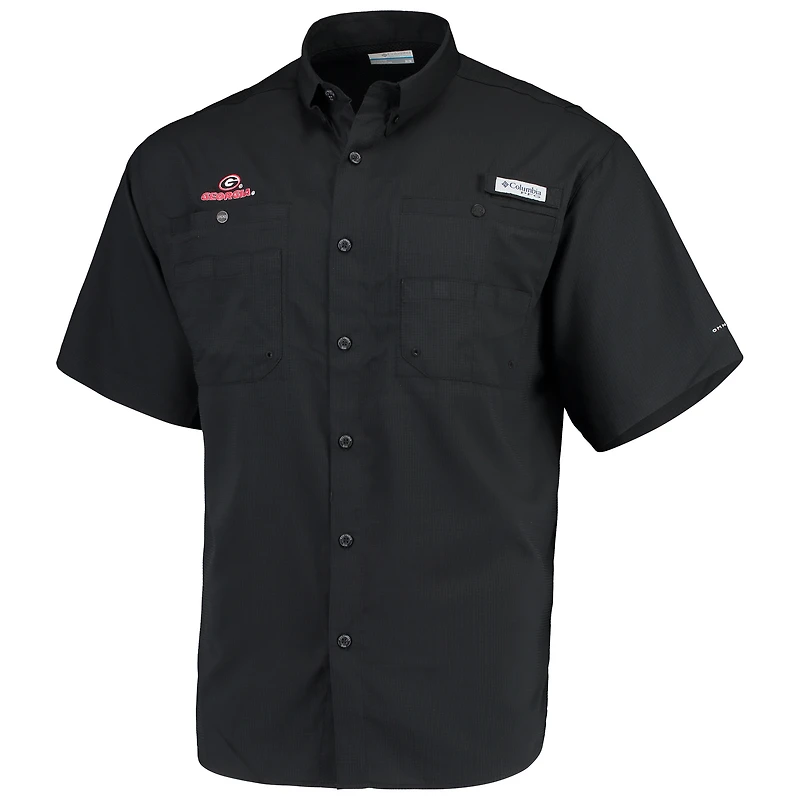 Men's Columbia Gray Georgia Bulldogs PFG Tamiami Omni-Shade Button-Down Shirt