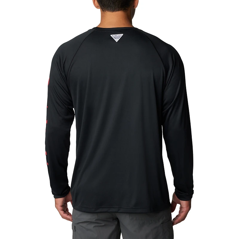 T-shirt à manches longues Columbia Black Georgia Bulldogs Terminal Tackle Omni-Shade Raglan pour homme