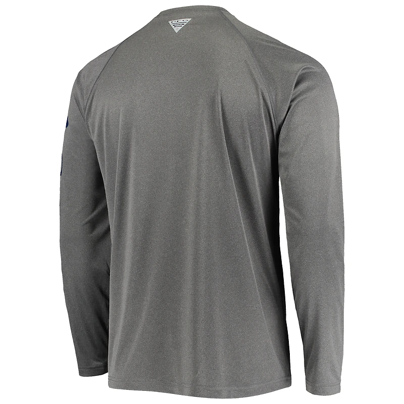 T-shirt à manches longues raglan Columbia Charcoal Georgia Bulldogs Terminal Tackle Omni-Shade pour homme