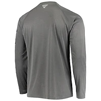 T-shirt à manches longues raglan Columbia Charcoal Georgia Bulldogs Terminal Tackle Omni-Shade pour homme