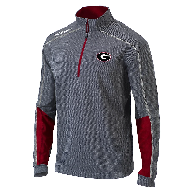 Men's Columbia Gray/Red Georgia Bulldogs Omni-Wick Shotgun 2.0 Quarter-Zip Pullover Top