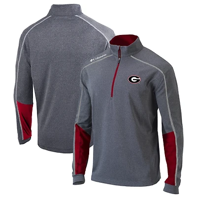 Men's Columbia Gray/Red Georgia Bulldogs Omni-Wick Shotgun 2.0 Quarter-Zip Pullover Top