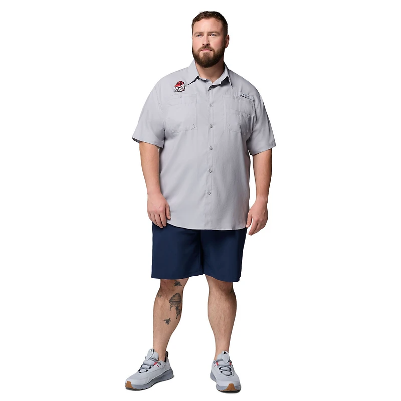 Men's Columbia  Gray Georgia Bulldogs Big & Tall Tamiami Omni-Shade Button-Down Shirt