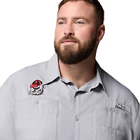 Chemise boutonnée Columbia grise Georgia Bulldogs pour homme, grande taille, Tamiami Omni-Shade