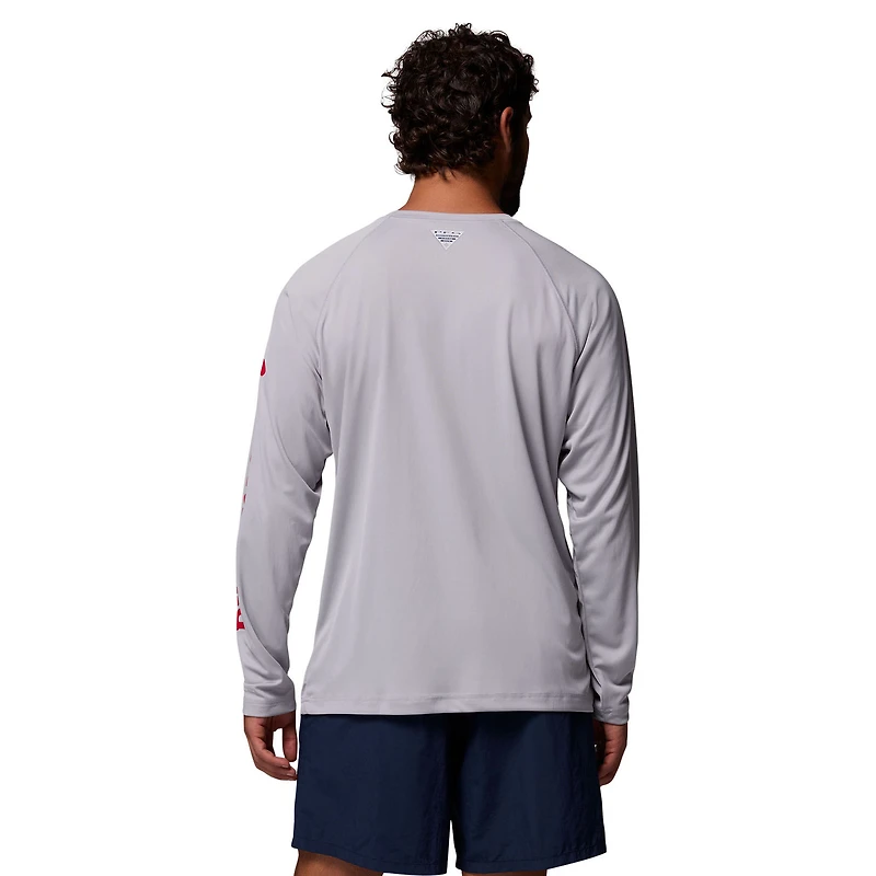 Men's Columbia  Gray Georgia Bulldogs Big & Tall Terminal Tackle Long Sleeve Omni-Shade T-Shirt
