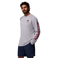 Men's Columbia  Gray Georgia Bulldogs Big & Tall Terminal Tackle Long Sleeve Omni-Shade T-Shirt
