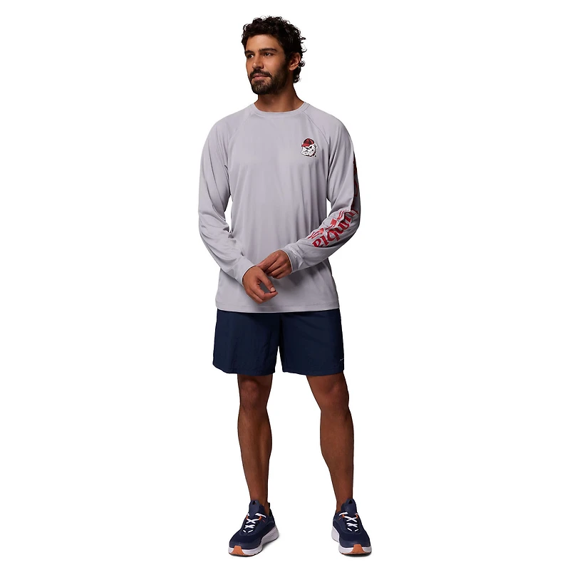 Men's Columbia  Gray Georgia Bulldogs Big & Tall Terminal Tackle Long Sleeve Omni-Shade T-Shirt