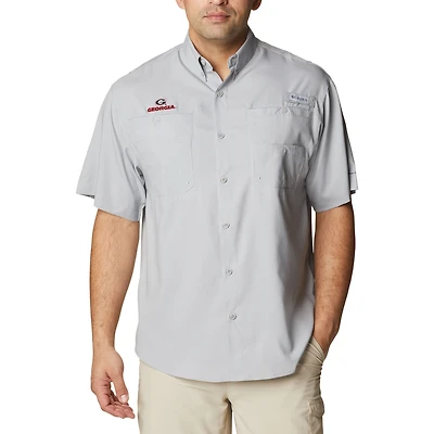 Men's Columbia Gray Georgia Bulldogs PFG Tamiami Omni-Shade Button-Down Shirt