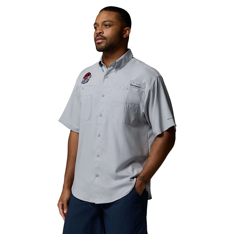 Men's Columbia Gray Georgia Bulldogs Tamiami Omni-Shade Button-Down Shirt