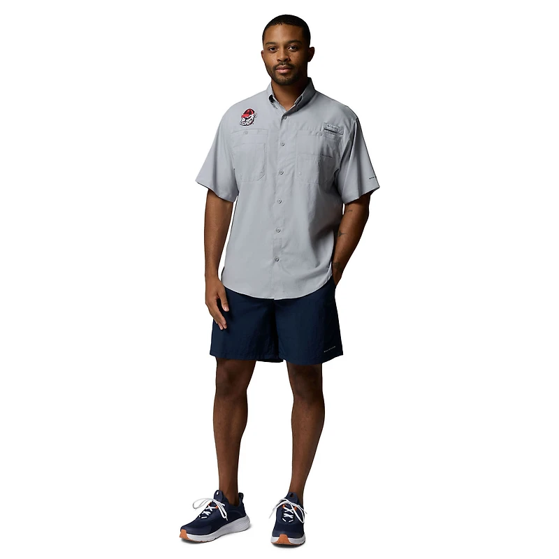 Chemise boutonnée Columbia grise Georgia Bulldogs Tamiami Omni-Shade pour homme