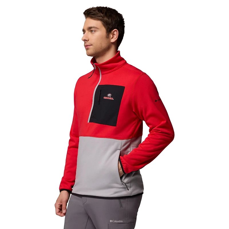Pull Columbia rouge/gris Georgia Bulldogs Hike Omni-Wick demi-zip pour homme