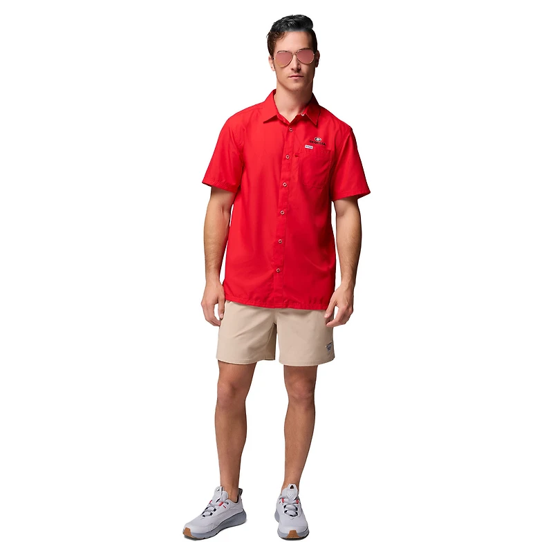 Chemise boutonnée Columbia rouge Georgia Bulldogs Slack Tide Camp pour homme