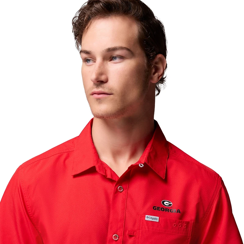 Chemise boutonnée Columbia rouge Georgia Bulldogs Slack Tide Camp pour homme