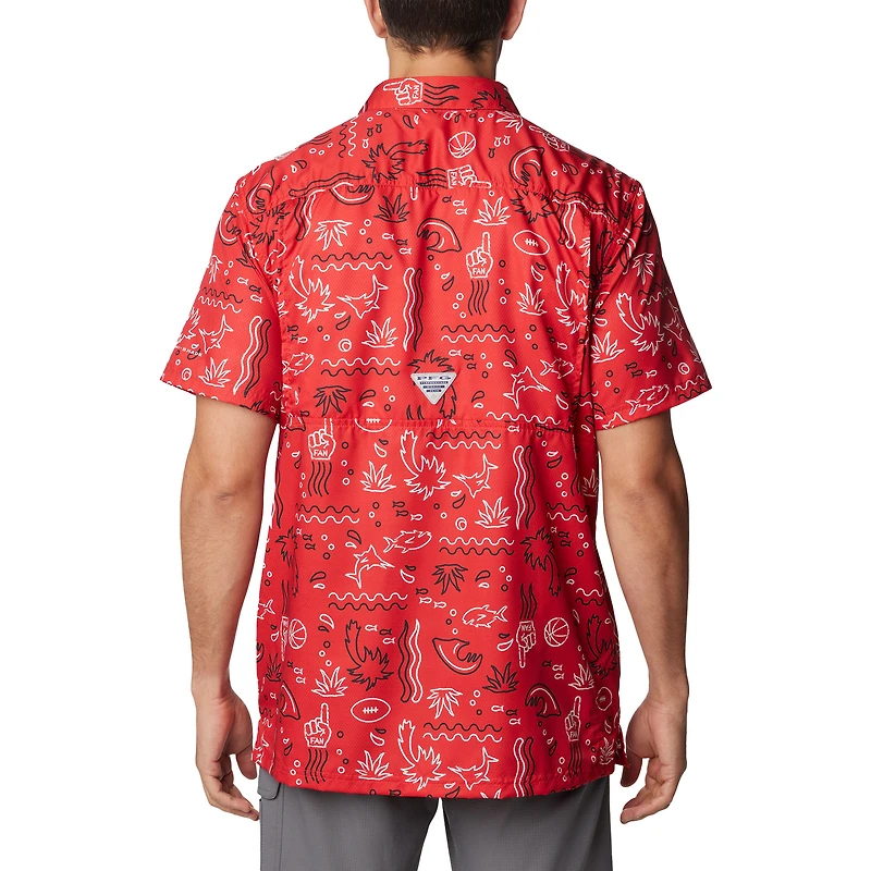 Chemise boutonnée Columbia Red Georgia Bulldogs Super Slack Tide Omni-Wick pour hommes