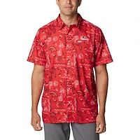 Chemise boutonnée Columbia Red Georgia Bulldogs Super Slack Tide Omni-Wick pour hommes