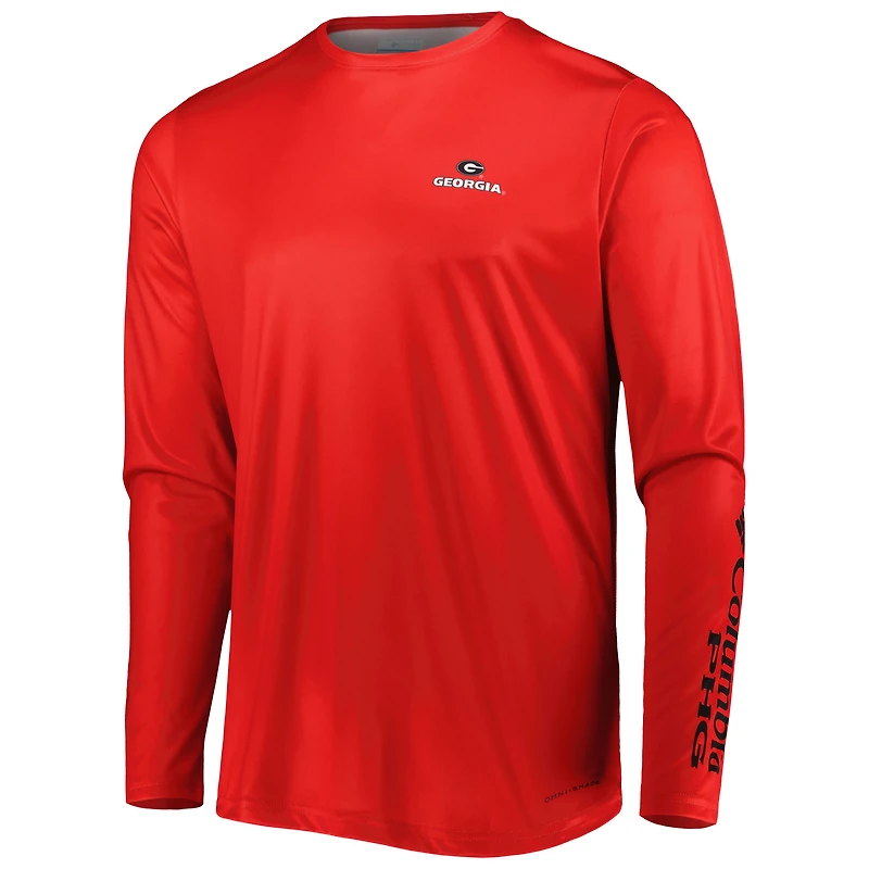 T-shirt à manches longues Columbia Red Georgia Bulldogs Terminal Shot Omni-Shade Omni-Wick pour homme
