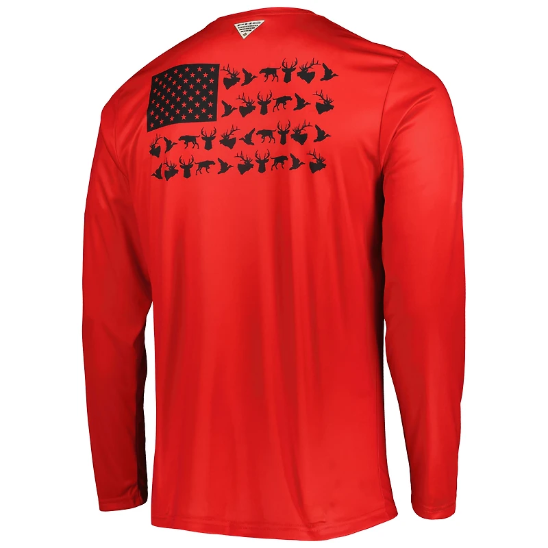 T-shirt à manches longues Columbia Red Georgia Bulldogs Terminal Shot Omni-Shade Omni-Wick pour homme