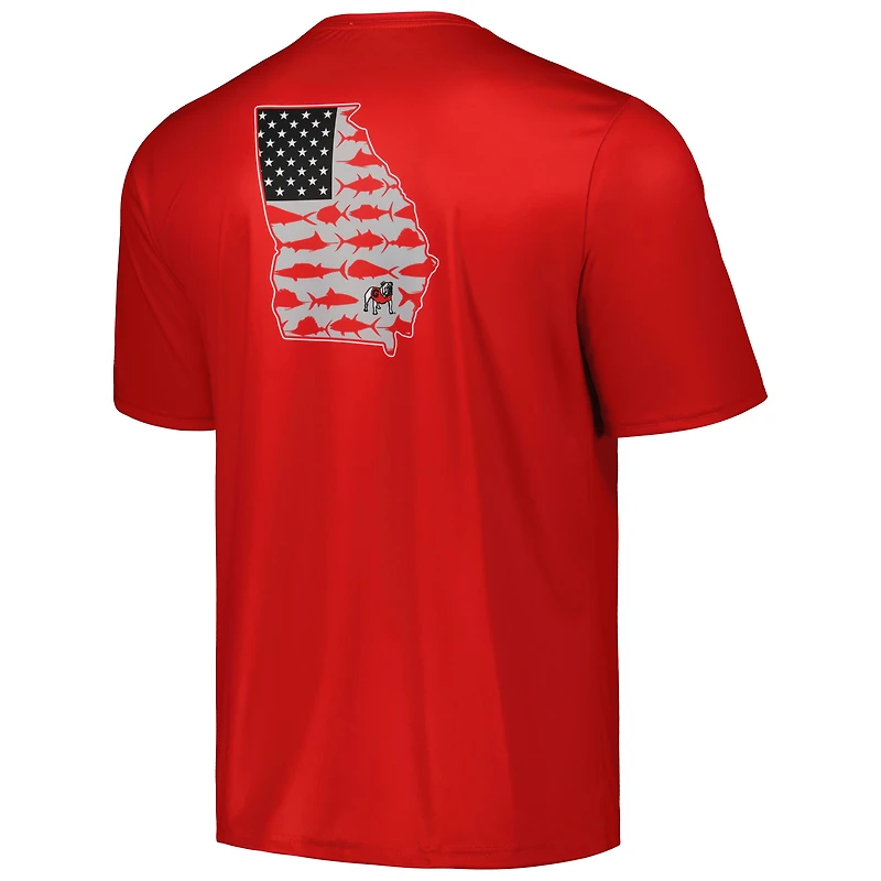 T-shirt homme Columbia Red Georgia Bulldogs Terminal Tackle Omni-Shade