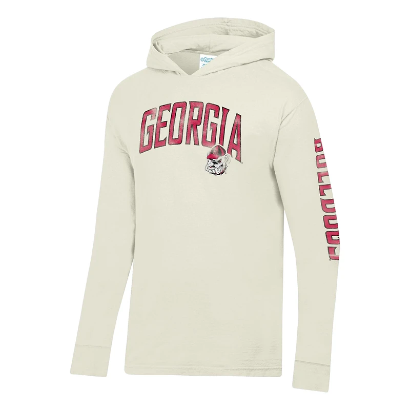 Men's ComfortWash Charcoal Georgia Bulldogs Long Sleeve Hooded T-Shirt