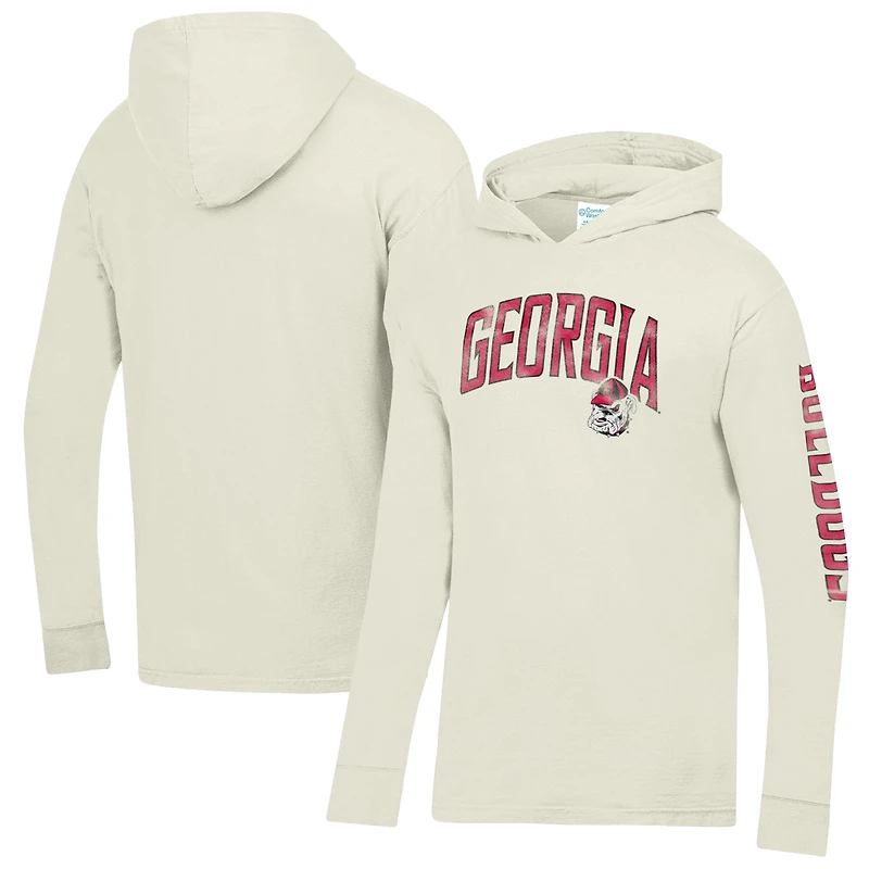 Men's ComfortWash Charcoal Georgia Bulldogs Long Sleeve Hooded T-Shirt