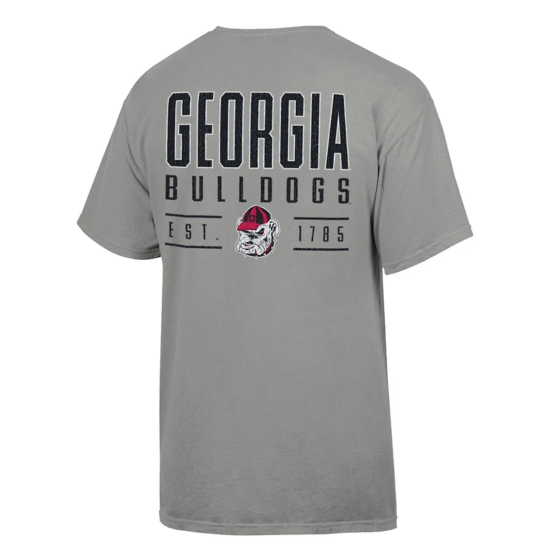 T-shirt gris ComfortWash pour homme avec grand nom des Georgia Bulldogs