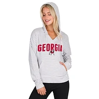 Men's Concepts Sport  White/Gray Georgia Bulldogs French Terry Striped V-Neck Pullover Hoodie