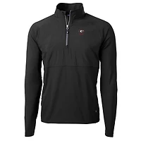 Pull-over hybride recyclé à fermeture éclair quart de tour pour homme, noir, avec logo des anciens Georgia Bulldogs, Cutter & Buck, en tricot écologique Adapt